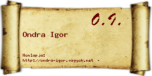 Ondra Igor névjegykártya